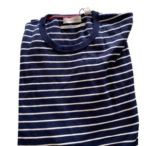 Calvin Klein Navy and White Striped Sweater